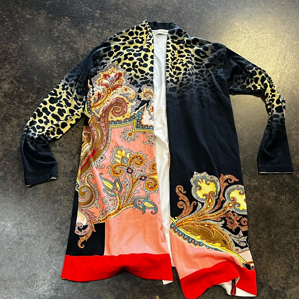 Etro leopard and Paisley silk Women's cardigan 40 4